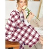 Ekouaer Nightgowns for Women Long Sleeve Winter Night Gown with Pockets(White Plaid)