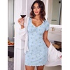 Ekouaer Nightgowns for Women Sexy Sleep Shirts V Neck Night Gowns(Light Blue Floral)