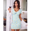 Ekouaer Nightgowns for Women Sexy Sleep Shirts V Neck Night Gowns(Mint Blue Ditsy Floral)