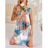 Ekouaer Nightgowns for Women Sleeveless Sleep Shirt Tank V Neck Night Gown(Marble Tie Dye)