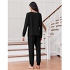 Ekouaer Pajamas for Women Set Long Sleeve Pjs Soft 2 Piece Cozy Loungewear(Black)
