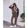 Ekouaer Pajamas for Women Set Long Sleeve Pjs Soft 2 Piece Cozy Loungewear(Brown)