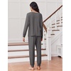 Ekouaer Pajamas for Women Set Long Sleeve Pjs Soft 2 Piece Cozy Loungewear(Dark Gray)