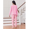Ekouaer Pajamas for Women Set Long Sleeve Pjs Soft 2 Piece Cozy Loungewear(Dog Pink Plaid)