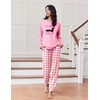 Ekouaer Pajamas for Women Set Long Sleeve Pjs Soft 2 Piece Cozy Loungewear(Dog Pink Plaid)