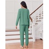 Ekouaer Pajamas for Women Set Long Sleeve Pjs Soft 2 Piece Cozy Loungewear(Green)