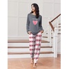Ekouaer Pajamas for Women Set Long Sleeve Pjs Soft 2 Piece Cozy Loungewear(Heart Pink Black Plaid)