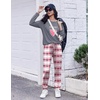 Ekouaer Pajamas for Women Set Long Sleeve Pjs Soft 2 Piece Cozy Loungewear(Heart Pink Black Plaid)