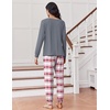 Ekouaer Pajamas for Women Set Long Sleeve Pjs Soft 2 Piece Cozy Loungewear(Heart Pink Black Plaid)