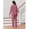 Ekouaer Pajamas for Women Set Long Sleeve Pjs Soft 2 Piece Cozy Loungewear(Pale Violet Red)