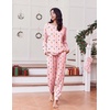 Ekouaer Pajamas for Women Set Long Sleeve Pjs Soft 2 Piece Cozy Loungewear(Pink Plaid Christmas)
