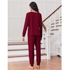 Ekouaer Pajamas for Women Set Long Sleeve Pjs Soft 2 Piece Cozy Loungewear(Red)