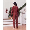 Ekouaer Pajamas for Women Set Long Sleeve Pjs Soft 2 Piece Cozy Loungewear(Red Plaid Bow)