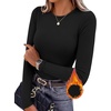 Ekouaer Women Long Sleeve Thermal Shirts Micro Fleece Tops Warm Undershirts(A-black)