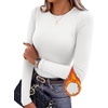 Ekouaer Women Long Sleeve Thermal Shirts Micro Fleece Tops Warm Undershirts(A-white)
