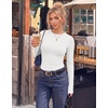 Ekouaer Women Long Sleeve Thermal Shirts Micro Fleece Tops Warm Undershirts(A-white)
