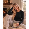 Ekouaer Women Long Sleeve Thermal Shirts Micro Fleece Tops Warm Undershirts(Black/Black/Black/Black)