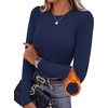 Ekouaer Women Long Sleeve Thermal Shirts Micro Fleece Tops Warm Undershirts(Blue Purple Navy)