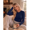 Ekouaer Women Long Sleeve Thermal Shirts Micro Fleece Tops Warm Undershirts(Blue Purple Navy)