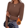 Ekouaer Women Long Sleeve Thermal Shirts Micro Fleece Tops Warm Undershirts(Brown)