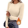 Ekouaer Women Long Sleeve Thermal Shirts Micro Fleece Tops Warm Undershirts(C-beige)