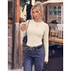 Ekouaer Women Long Sleeve Thermal Shirts Micro Fleece Tops Warm Undershirts(C-beige)