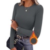 Ekouaer Women Long Sleeve Thermal Shirts Micro Fleece Tops Warm Undershirts(Dark Gray)