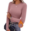 Ekouaer Women Long Sleeve Thermal Shirts Micro Fleece Tops Warm Undershirts(Pink)