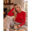 Ekouaer Women Long Sleeve Thermal Shirts Micro Fleece Tops Warm Undershirts(Red)