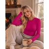 Ekouaer Women Long Sleeve Thermal Shirts Micro Fleece Tops Warm Undershirts(Rose Red(hot Pink))
