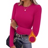 Ekouaer Women Long Sleeve Thermal Shirts Micro Fleece Tops Warm Undershirts(Rose Red(hot Pink))