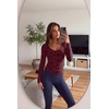 Ekouaer Womens Deep V Neck Long Sleeve Shirts Basic Thermal Tops(Hot Pink Leopard)