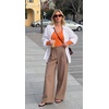 Ekouaer Womens Deep V Neck Long Sleeve Shirts Basic Thermal Tops(Orange)