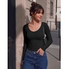 Ekouaer Womens Deep V Neck Long Sleeve Shirts Basic Thermal Tops(Z-black/Darkgrey/Beige)