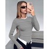 Ekouaer Women’s Long Sleeve Shirts Tight Fitted Tops Thermal Underscrubs(Black White Stripe)