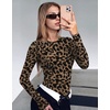 Ekouaer Women’s Long Sleeve Shirts Tight Fitted Tops Thermal Underscrubs(Brown Leopard)