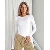 Ekouaer Women’s Long Sleeve Shirts Tight Fitted Tops Thermal Underscrubs(B-white)
