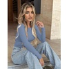 Ekouaer Women’s Long Sleeve Shirts Tight Fitted Tops Thermal Underscrubs(Dusty Pale Blue)