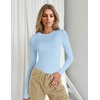 Ekouaer Women’s Long Sleeve Shirts Tight Fitted Tops Thermal Underscrubs(Light Blue)