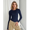 Ekouaer Women’s Long Sleeve Shirts Tight Fitted Tops Thermal Underscrubs(Navy Blue)