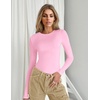 Ekouaer Women’s Long Sleeve Shirts Tight Fitted Tops Thermal Underscrubs(Pink)