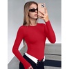 Ekouaer Women’s Long Sleeve Shirts Tight Fitted Tops Thermal Underscrubs(Red)