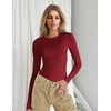 Ekouaer Women’s Long Sleeve Shirts Tight Fitted Tops Thermal Underscrubs(Wine Red)
