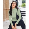 Turtleneck Tops for Women Long Sleeve Base Layer Thermal Underwear Shirts(Light Green)