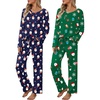Green Snowman Face Print  Navy Santa Claus