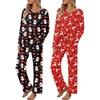 Red Reindeer Christmas Print  Black White Red Snowman
