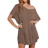 Ekouaer Cotton Nightgowns for Women Oversized Sleep Shirt Tshirt Night Gown(Brown)