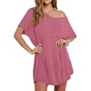 Ekouaer Cotton Nightgowns for Women Oversized Sleep Shirt Tshirt Night Gown(Cherry Red)