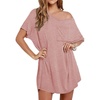 Ekouaer Cotton Nightgowns for Women Oversized Sleep Shirt Tshirt Night Gown(Misty Pink)