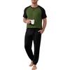 Ekouaer Mens Pajama Set Short Sleeve Pjs with Pant 2 Piece Lounge Set S-3XL(Army Green Black)